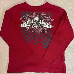 Dickies y2k fleece long sleeve fitted tee , skull & wings